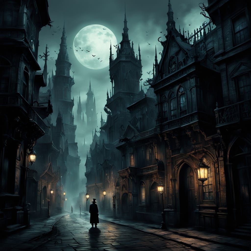 Surreal Gothic City in Eternal Twilight