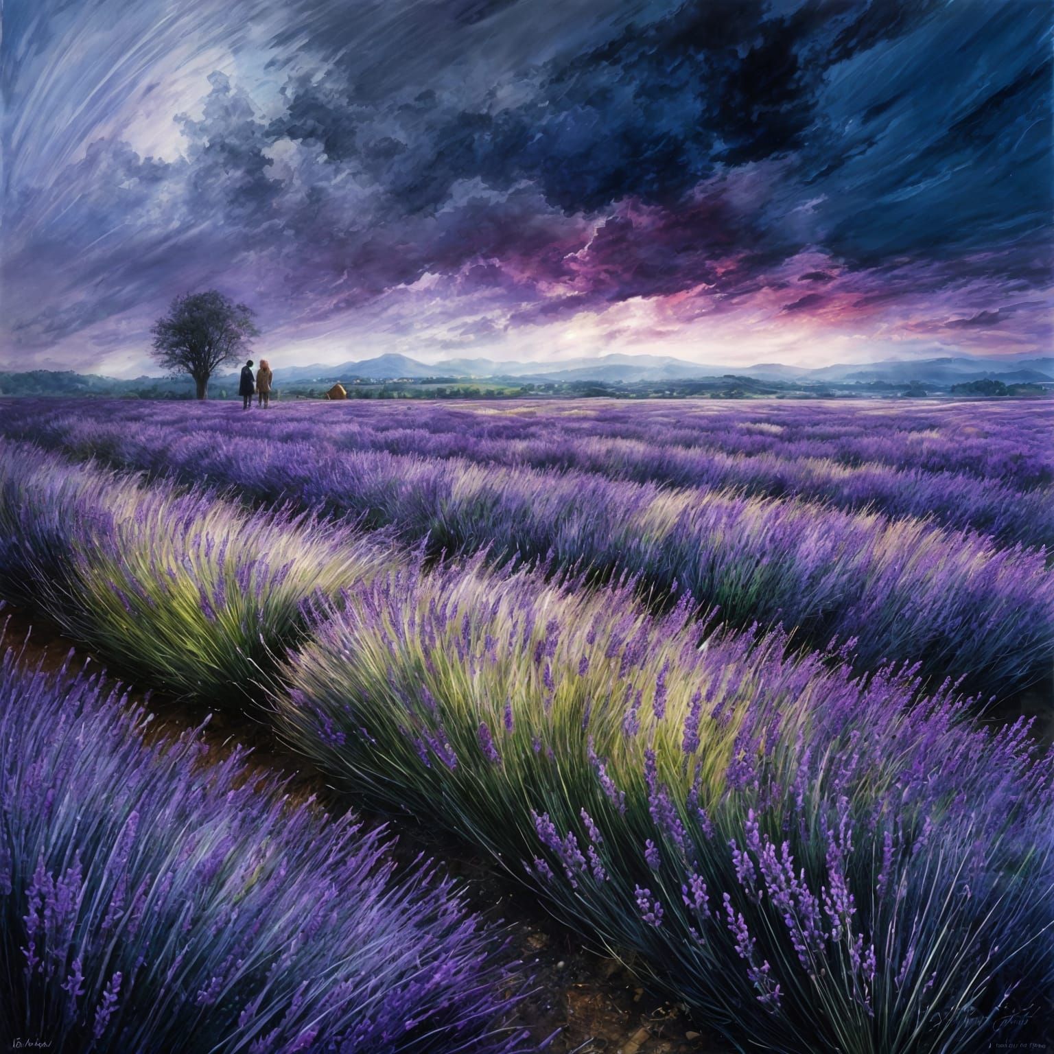 Storm over a lavender field
