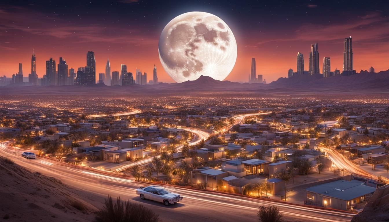 Desert City Under Bright Moon