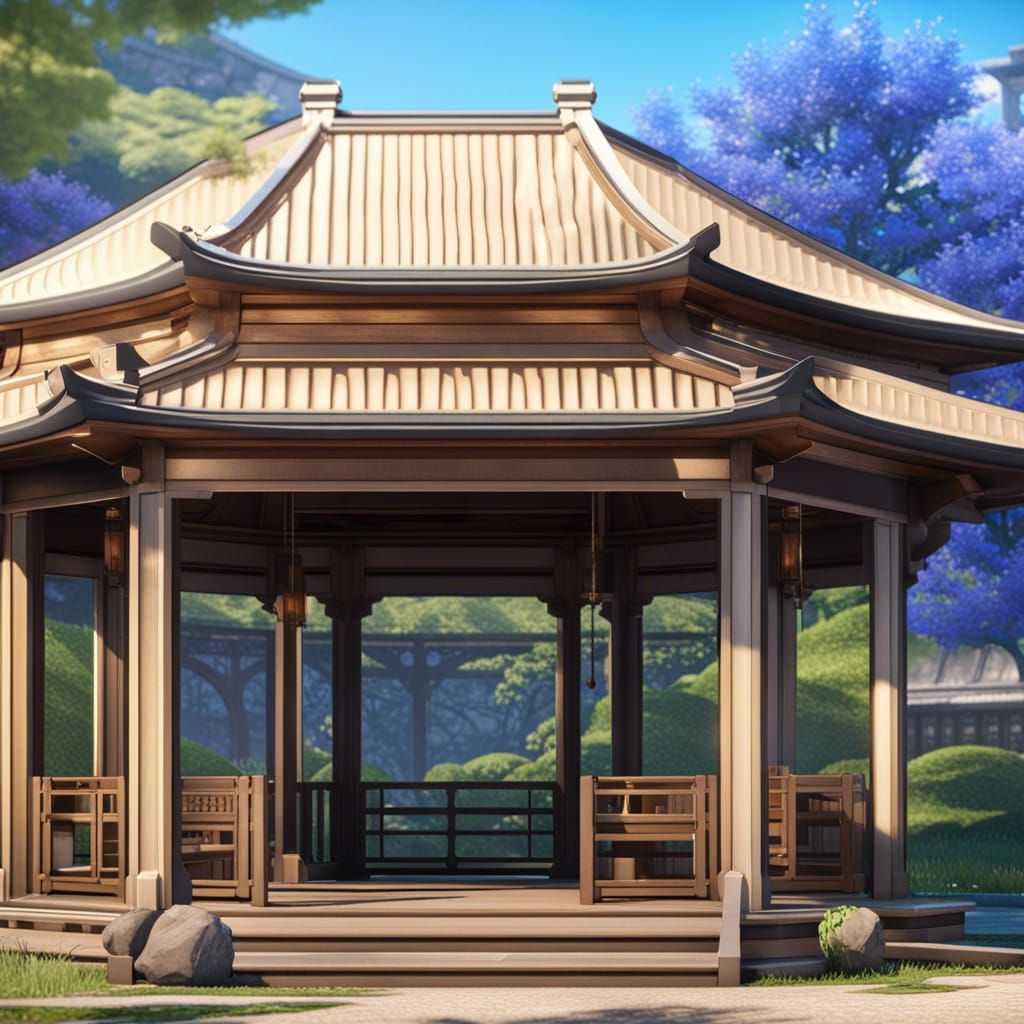 Opulent Mansion Gazebo in Detailed 3D Style