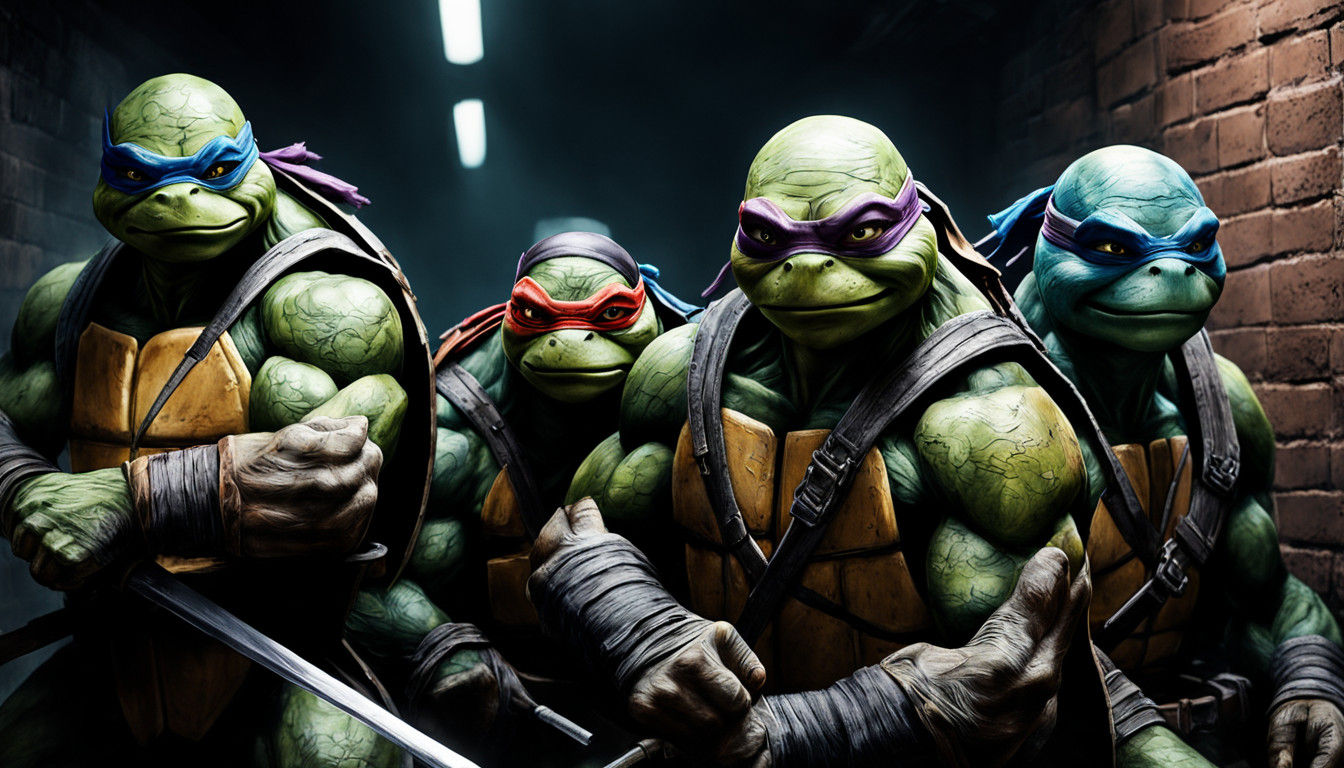Hyperrealistic Portrait of Heroic Teenage Mutant Ninja Turtl...