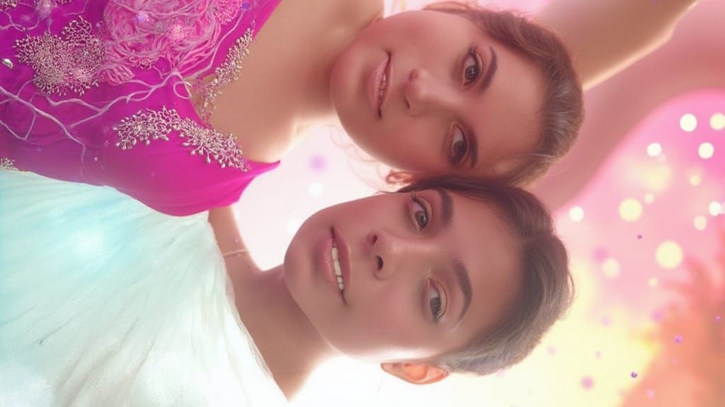 Whimsical Woman in Dreamlike Landscape