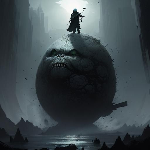 Sinister Grey Blob Searching for Food