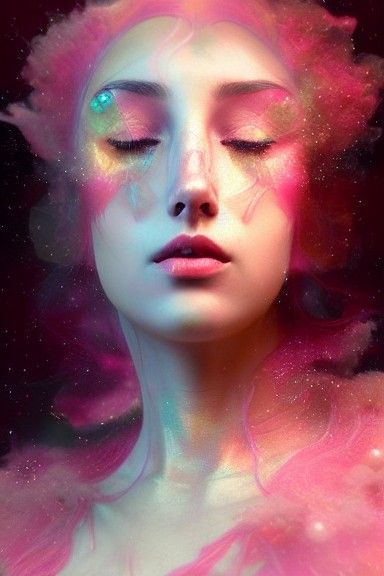 Prismatic Woman Layered Like Jupiter in 3D