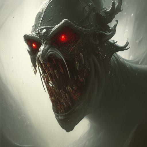 Menacing Troll with Helmet in Dark Fantasy Style