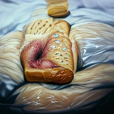 Hyperrealistic Detailed Painting of Bread