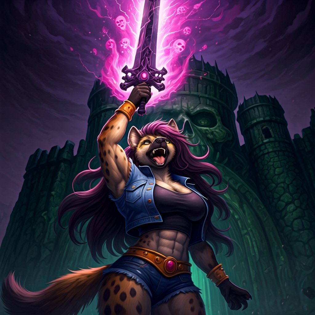 Heroic Hyena Gains Power in Cartoon Style