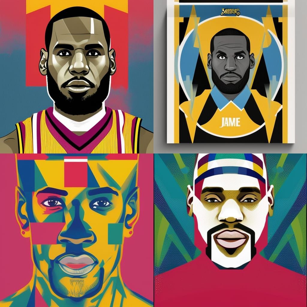 Lebron James Pop Art Screen Print in Bauhaus Style