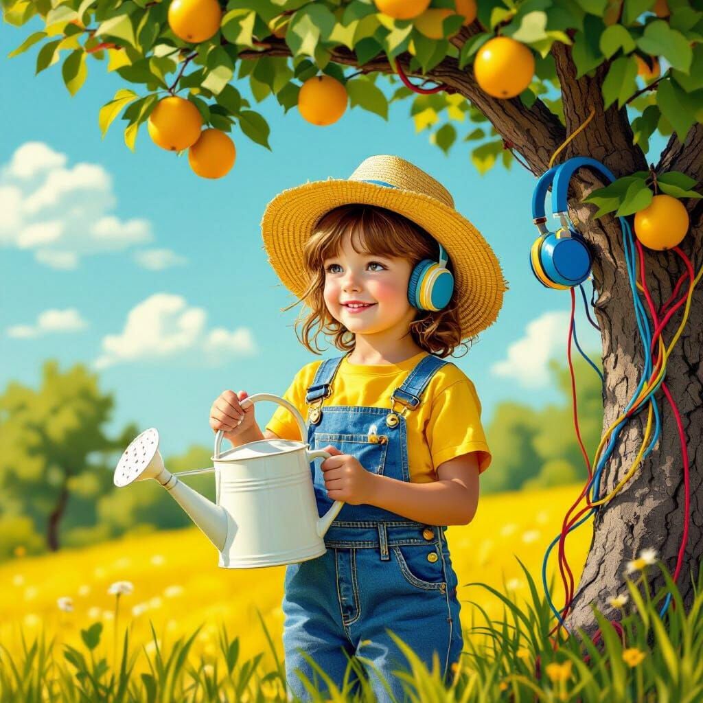 Surreal Musical Garden in Vibrant Illustrative Style