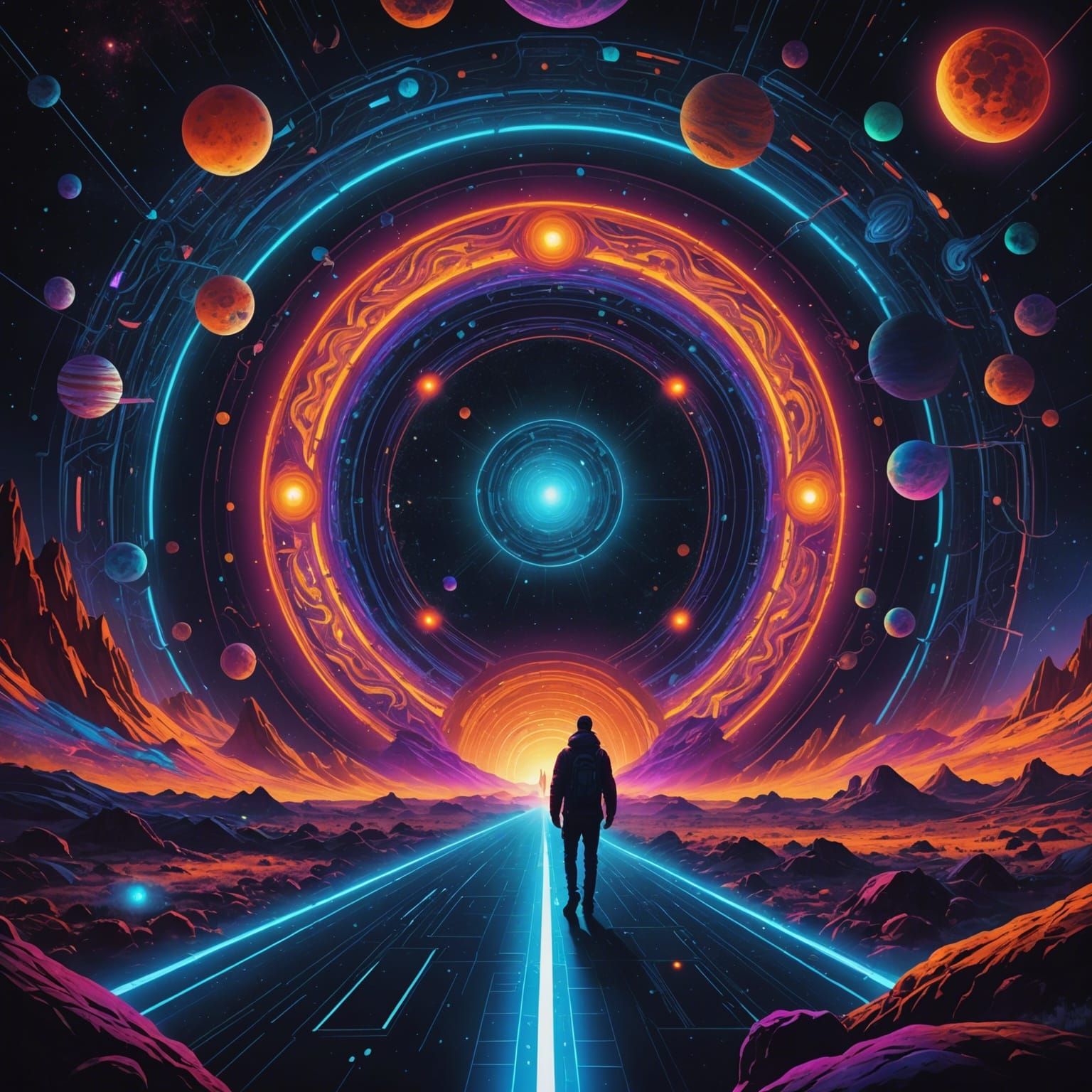 Psychedelic Universe Creator in Neon Style