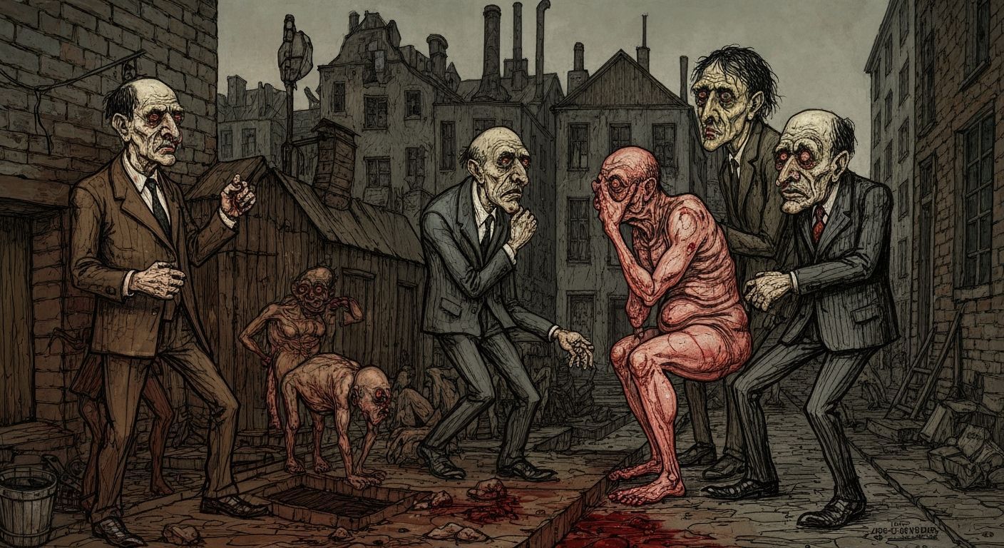 German Expressionist Dada Satire with Grotesque Figures