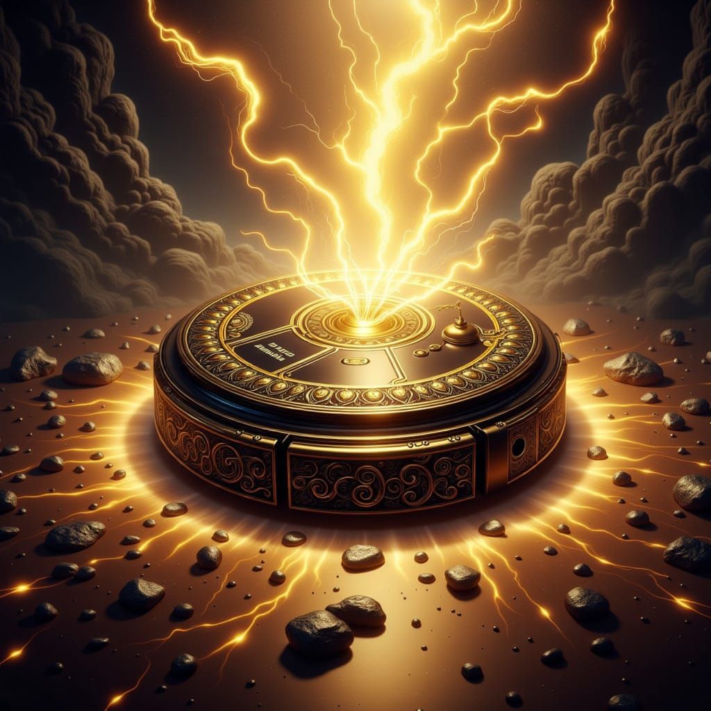 Divine Roomba Levitating in Ornate Fantasy Scene