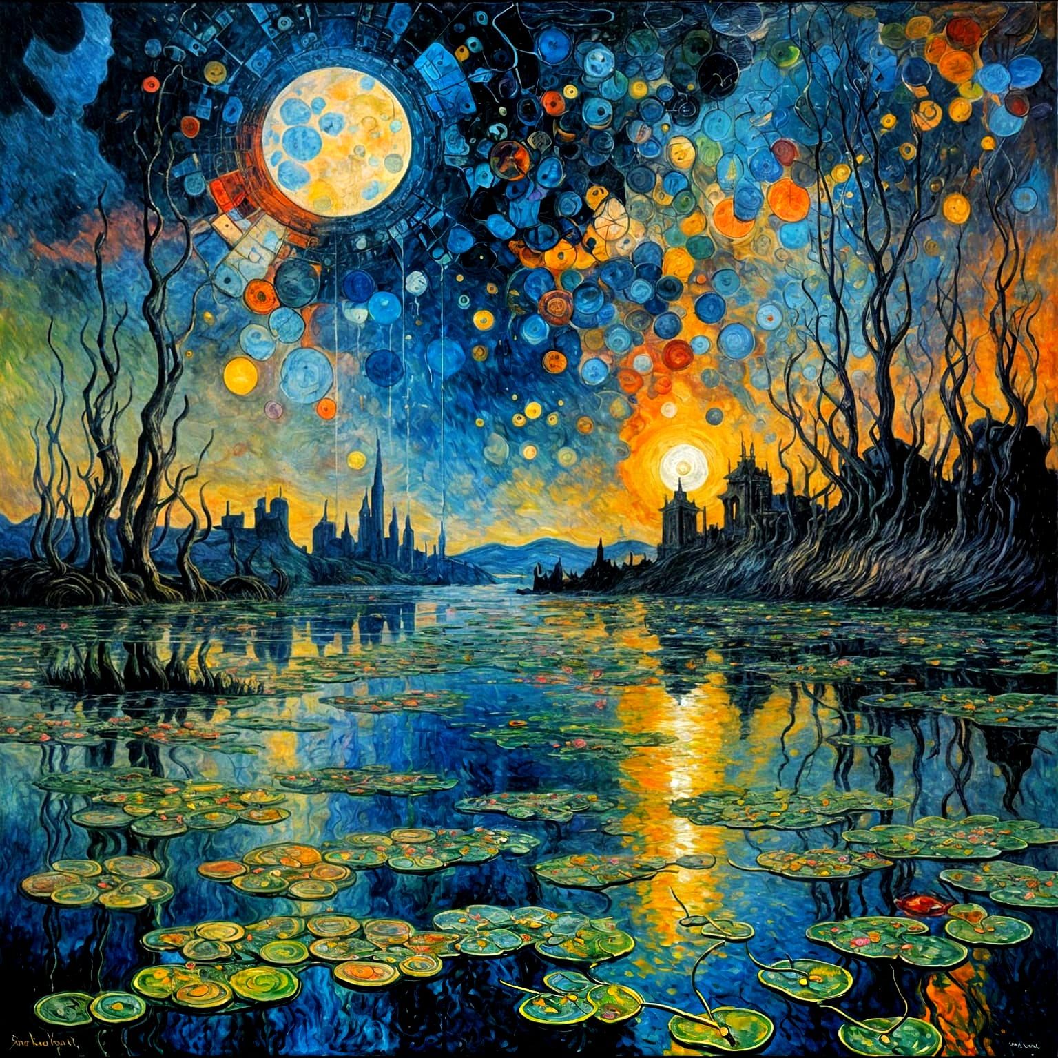 Surreal Shattered Night in Abstract Impressionism