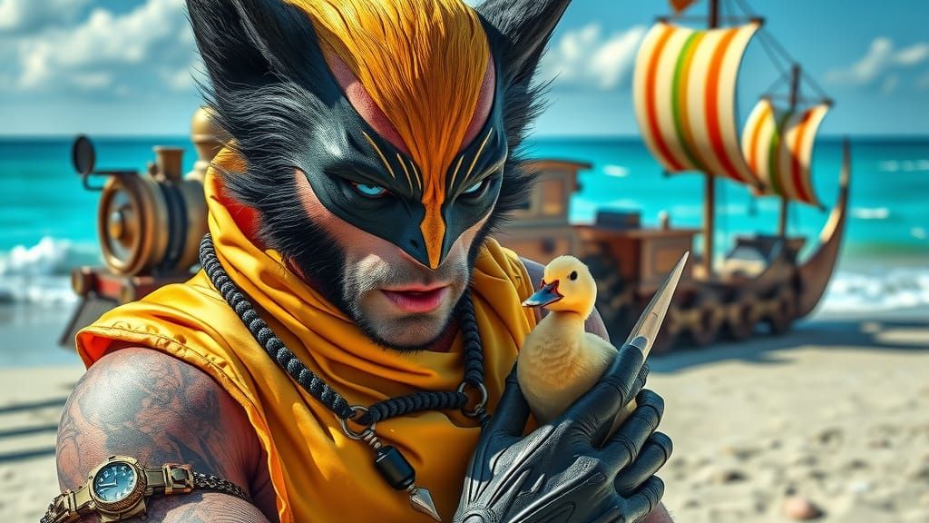 Wolverine's Steampunk Beach Vacation in 3D