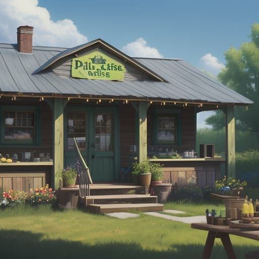 Mr. Garleek Pickkle's Whimsical Pickle Store in Sunlight