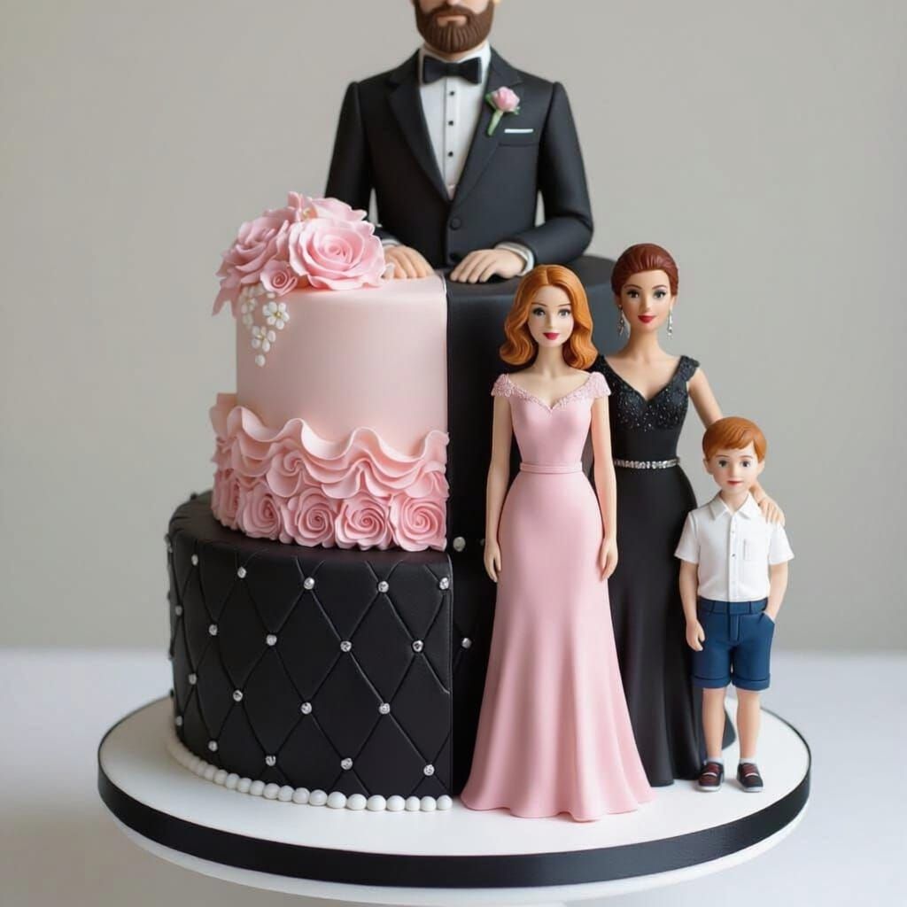 25th Anniversary Cake with Family and Pets