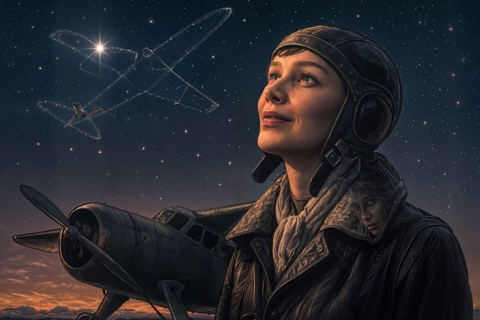 Amelia Earhart and Celestial Plane Constellation