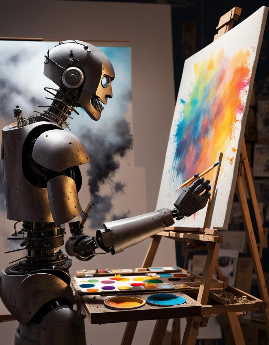 Robot Painting a Portrait in Anime Style
