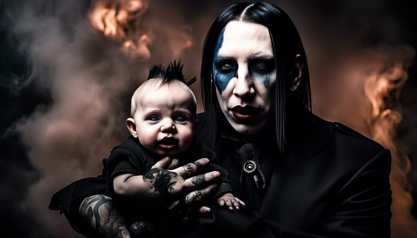 Marilyn Manson Portrait with Goth Baby in HDR