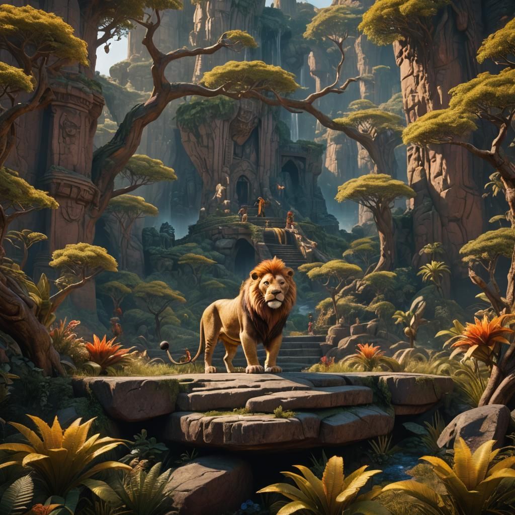 Detailed Matte Painting of Simba in Deep Color