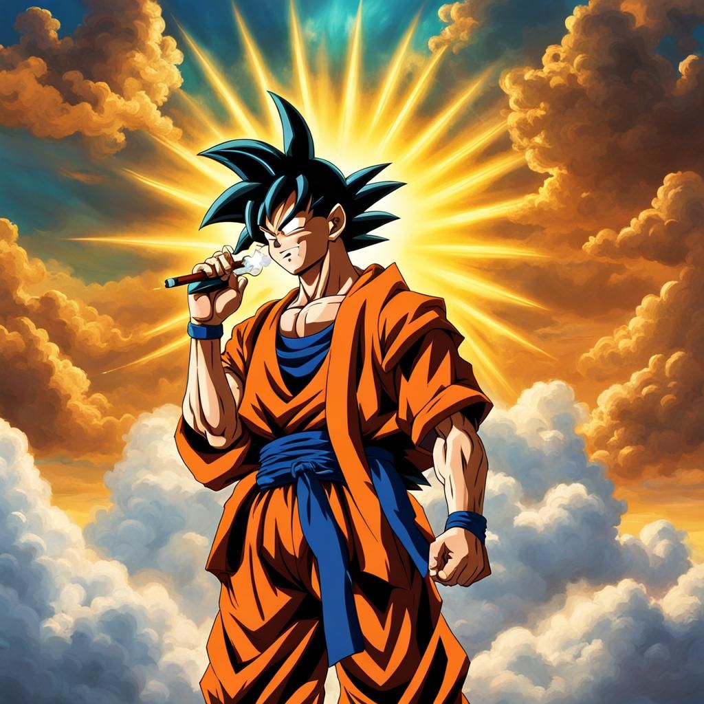 Anime Character and Rapper in Cloudscape