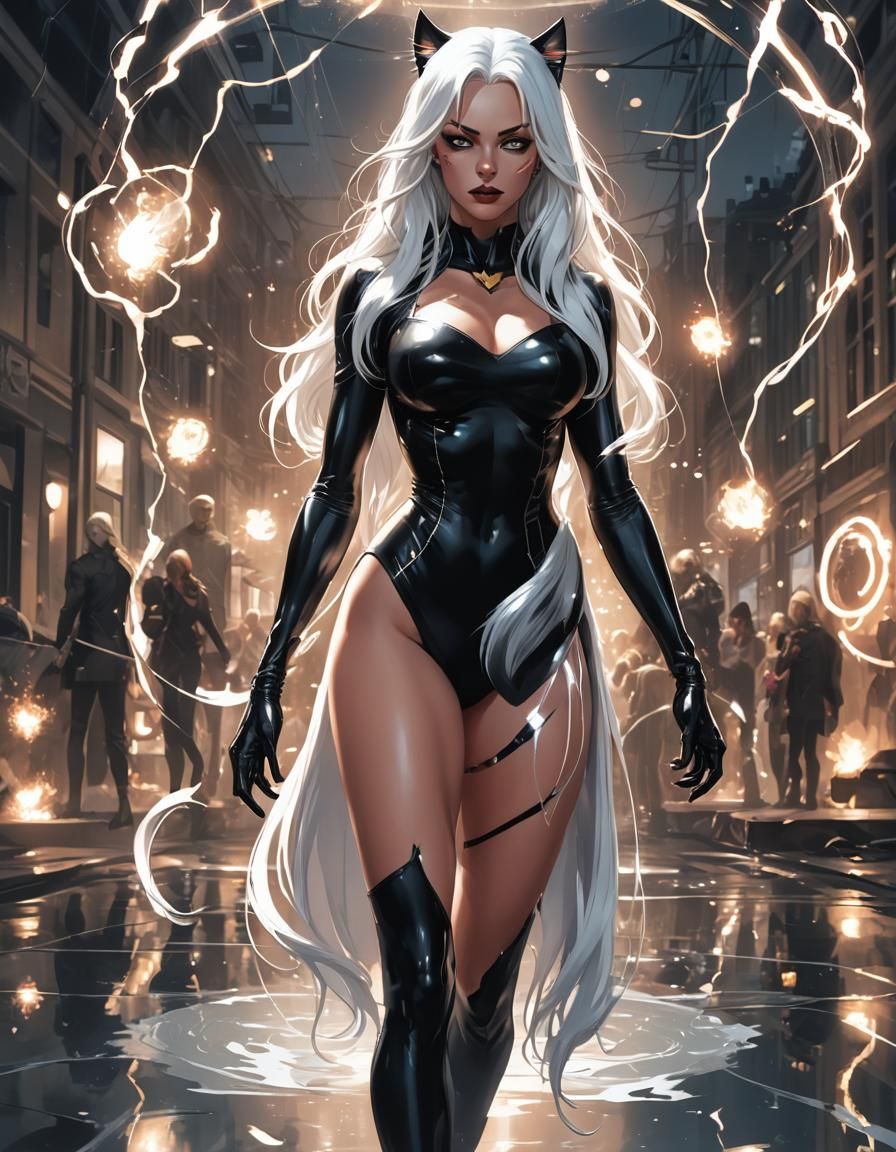 Nude Black Cat Digital Comic Art in 4K