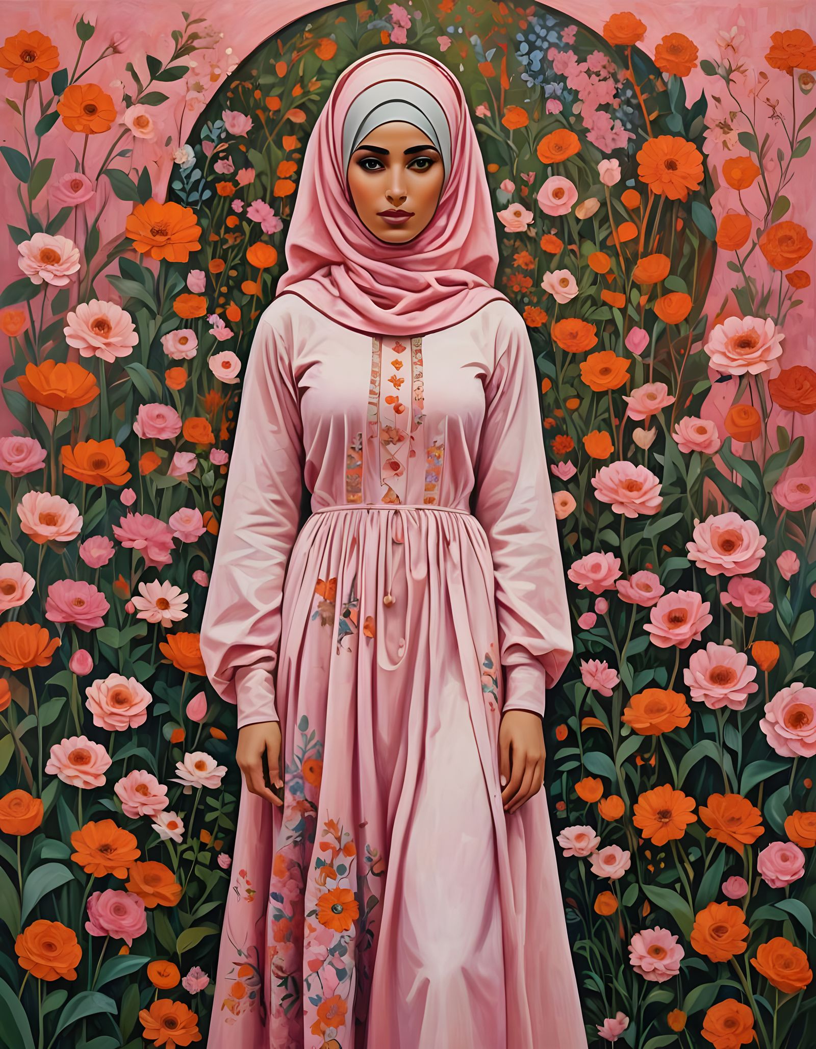Surrealist Allegory of a Beautiful Hijabi Woman in a Flower....