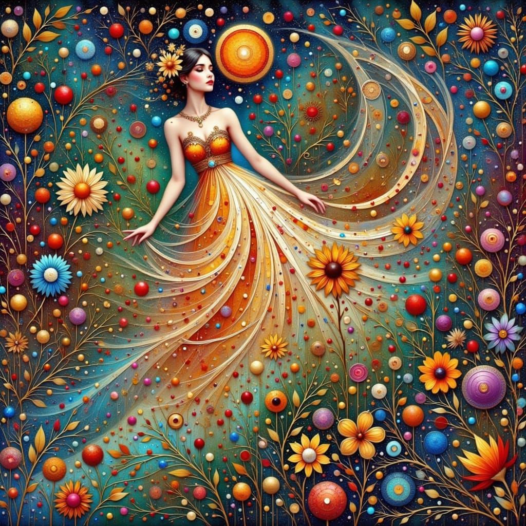 Surreal Garden Goddess in Klimt-Inspired Style