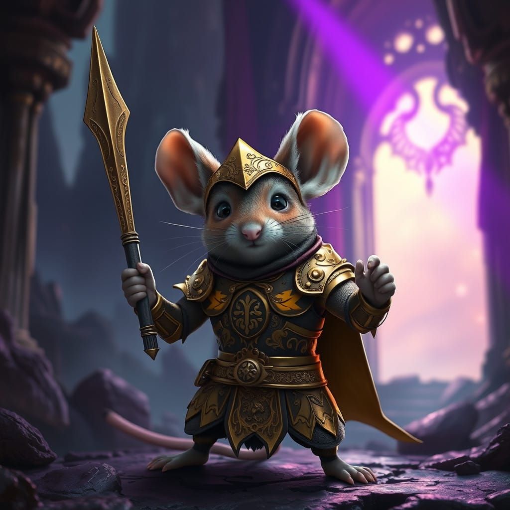 Mystical Mouse Warrior in Ornate Armor