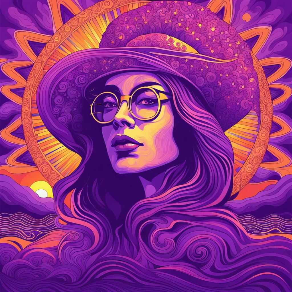 Psychedelic Purple Woman Portrait