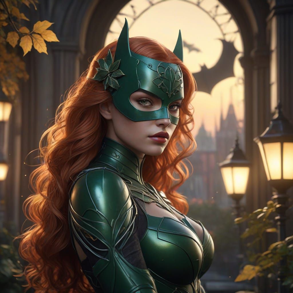 Batman and Poison Ivy in Whimsical Amusement Park Romance