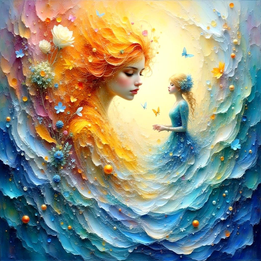 Ethereal Water Dreamscape in Impasto Oil Painting