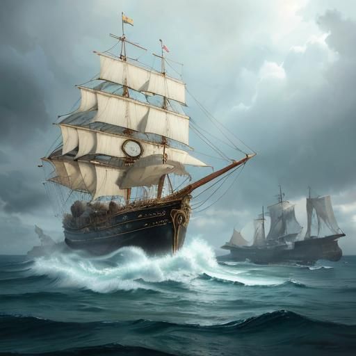 Surreal Animal Swimming in Heavy Sea: Splash Art