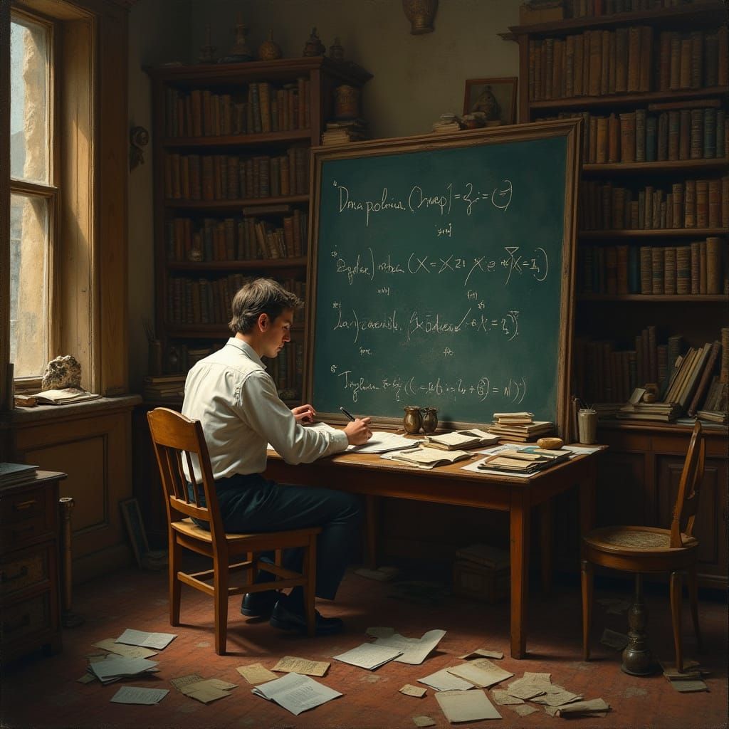 Serene Mathematician Lost in Complex Equations