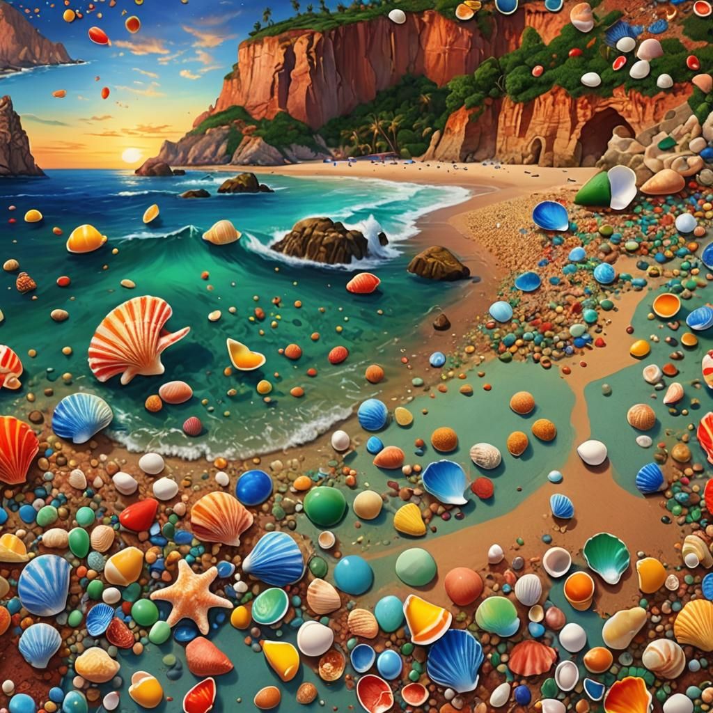 Colorful Shell Beach at Sunset