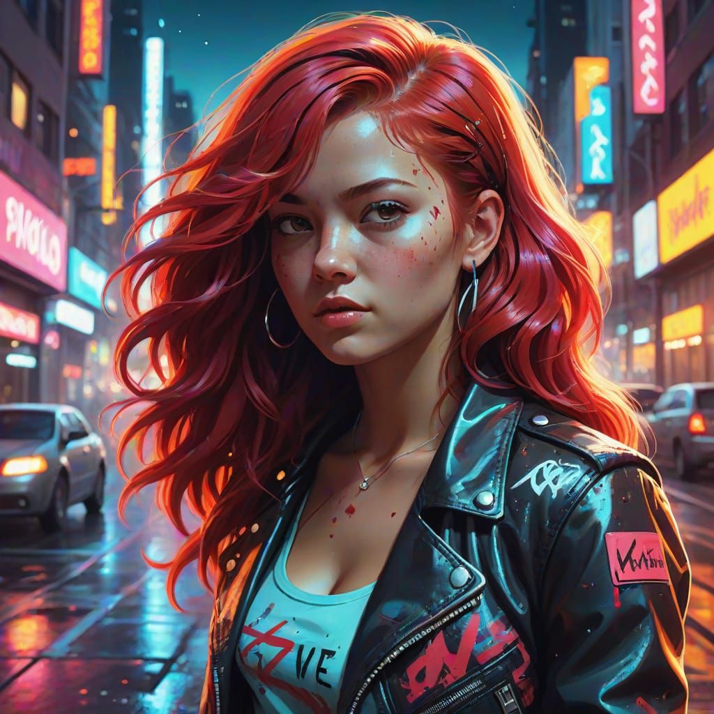 Futuristic Street Art Beauty with Curvy Figure