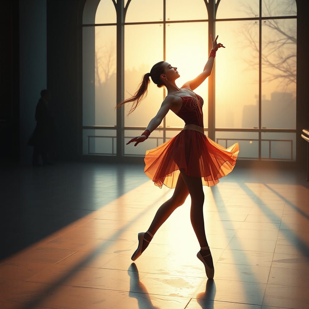Korean Woman in Ballet Costume as Spider Woman Dances in Mor...