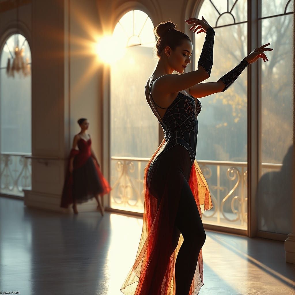 Korean Dancer En Pointe in Morning Ballet Hall