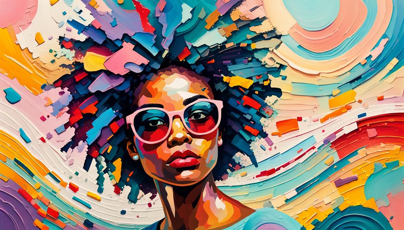 Palette Knife Abstract of Confident Woman in Pastel