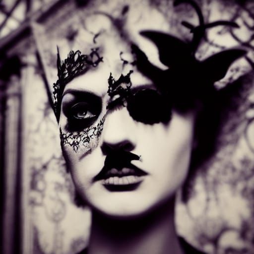 Gothic High-Fashion Icon Surrounded by Whispers of the Night
