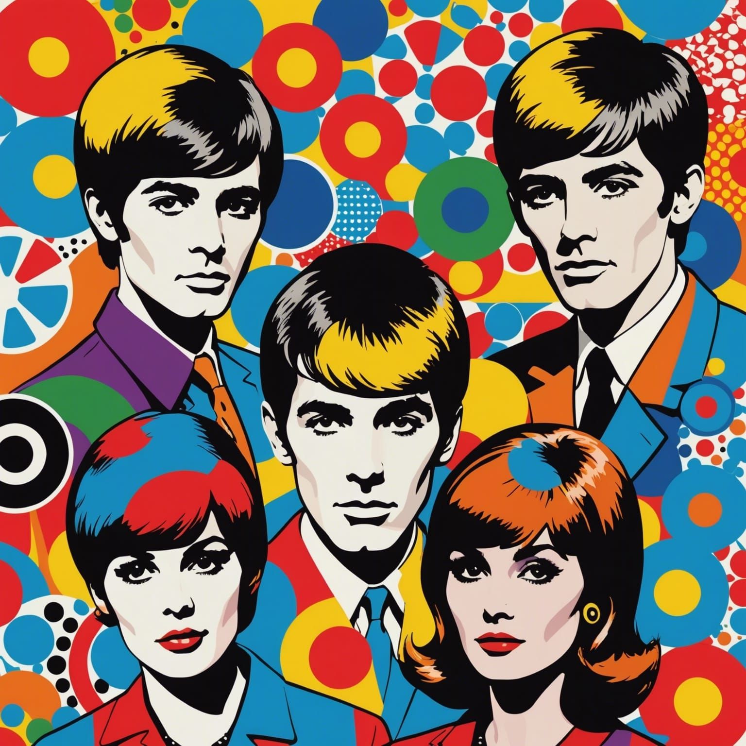 60s Mods in Pop Art Style