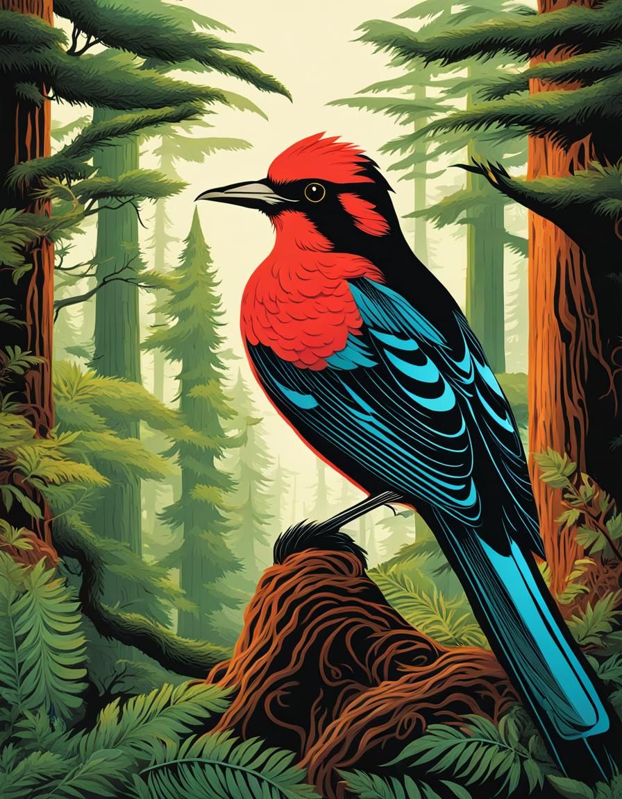Rare Bird in Forest, Audubon-Inspired Art