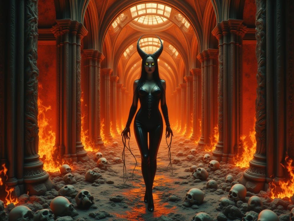 Voluptuous Demoness in Gothic Victorian Inferno