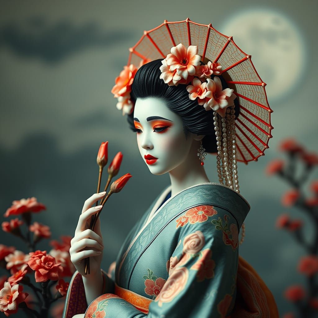 Geisha Diorama: Surreal Miniature World