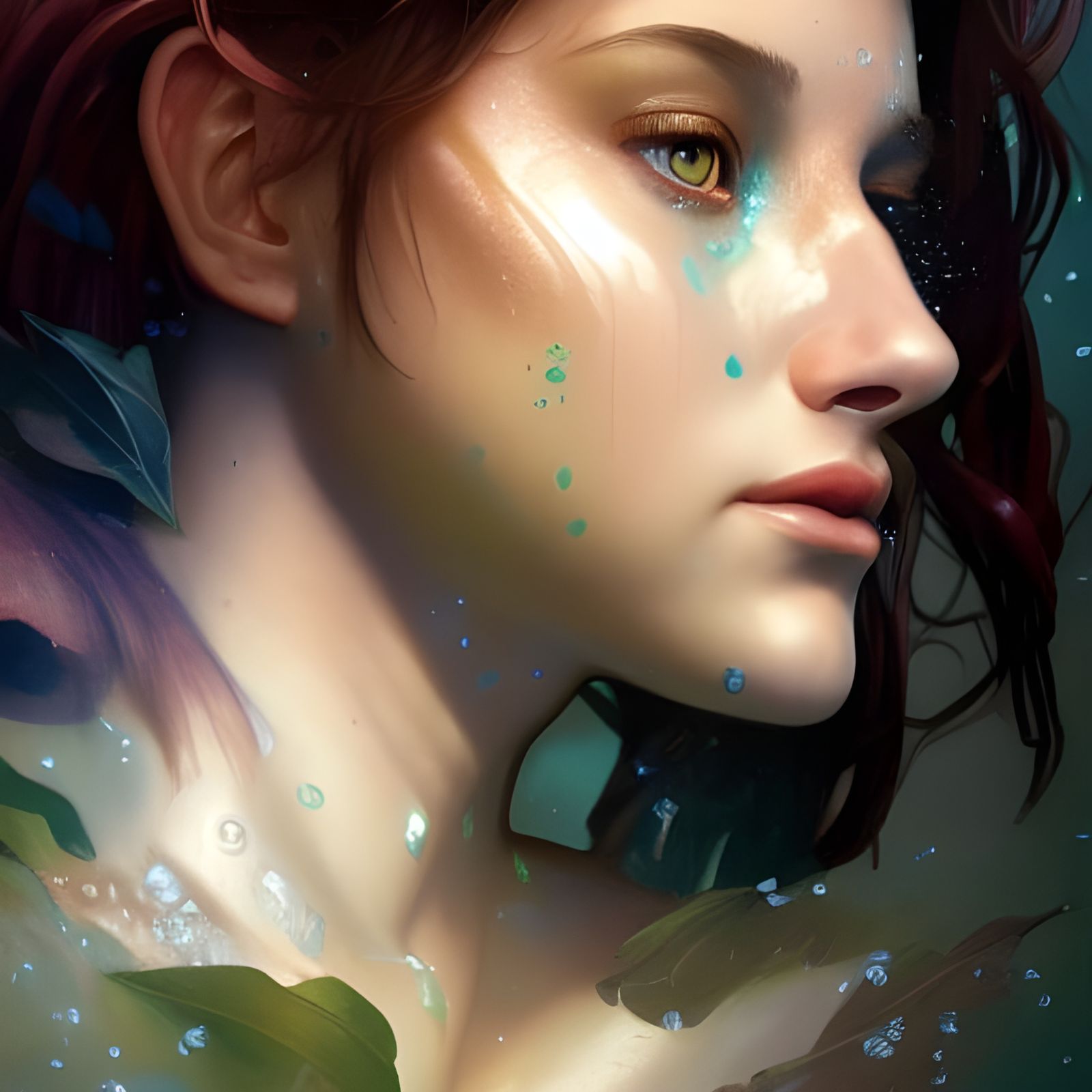 Detailed Portrait of Mother Nature in Art Nouveau Style