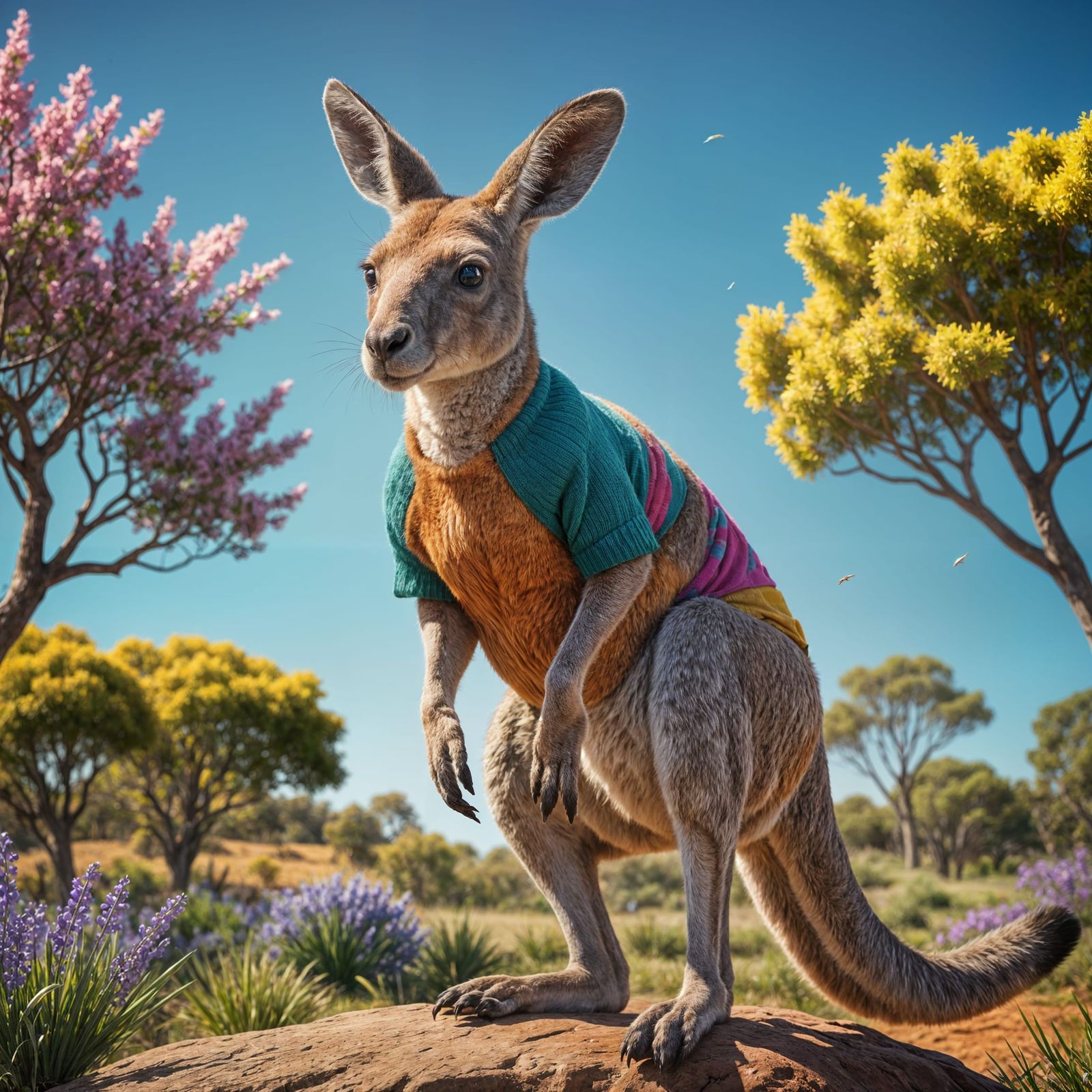 Hyperrealistic Kangaroo on a Spring Jumper