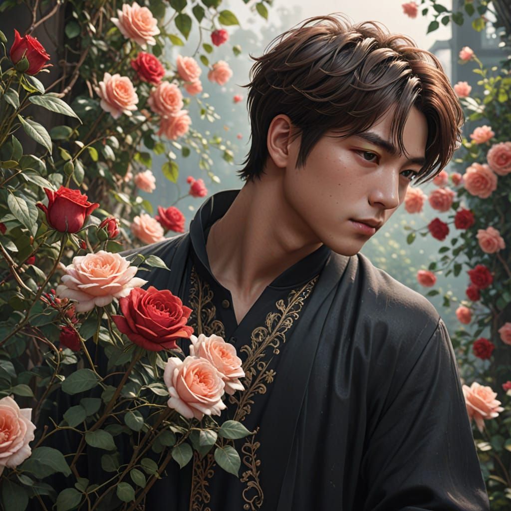 BTS Jin Amidst Whimsical Renaissance Floral Wonders in Moder...