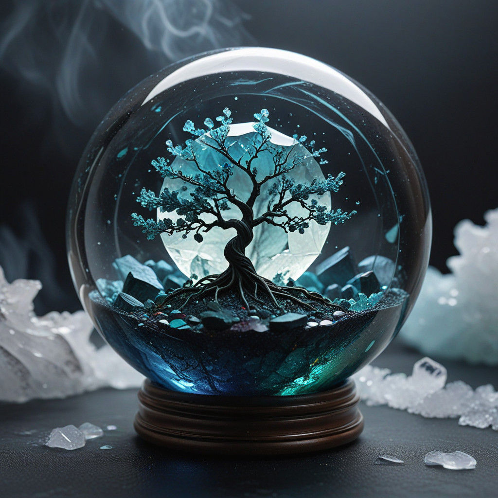 Vibrant Gemstone Landscape with Elemental Colors