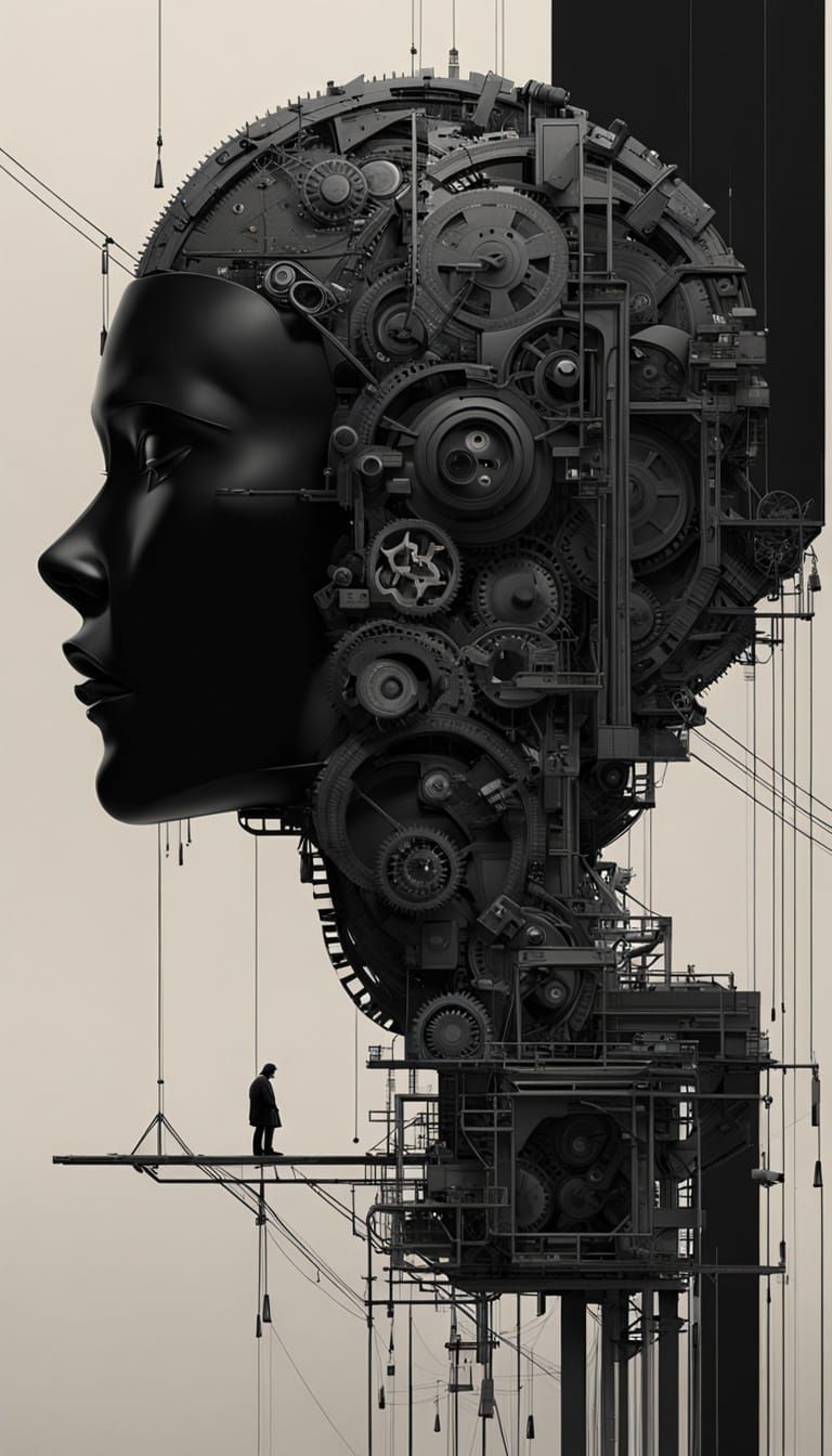 Biomechanical Onyx Headdress Portrait