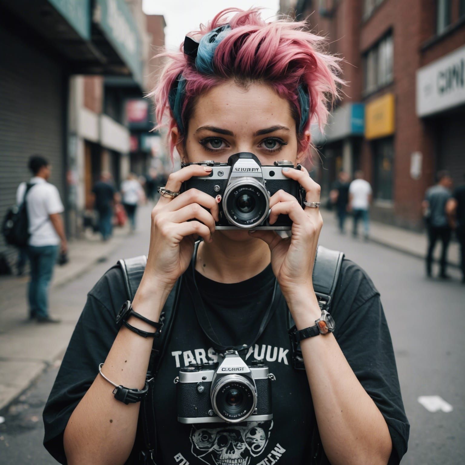 Camera Headed Trashpunk Female Portrait